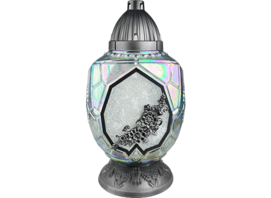 Znicz S5 cristal 18 x 34 cm 66 h 180 g złoty/srebrny