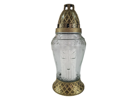 Znicz szklany 2209 11 x 25 cm 18 h 70 g złoty