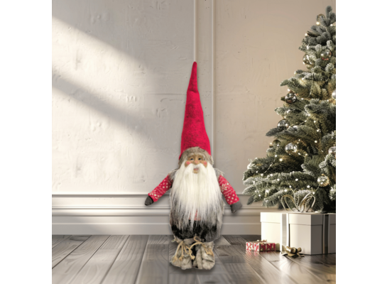 Figura Święty Mikołaj z pluszowymi butami 28 x 21 x 76 cm