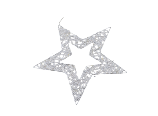 Gwiazda 30 LED ciepły biały 40 cm srebrna