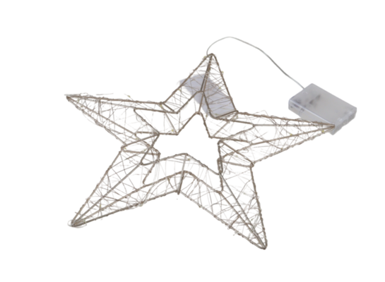 Gwiazda 30 LED ciepły biały 37 cm złota