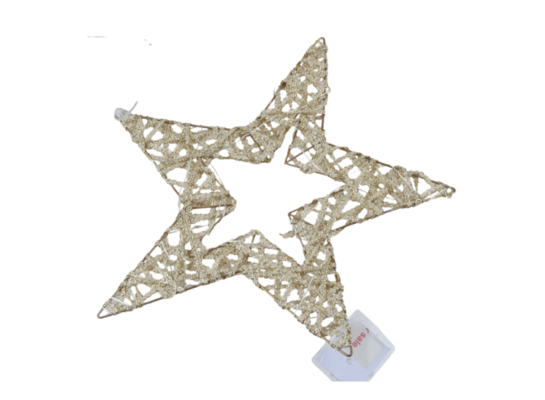 Gwiazda 30 LED ciepły biały 40 cm złota