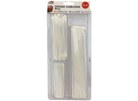 Opaski zaciskowe PVC - zestaw 75 elementów 4Car