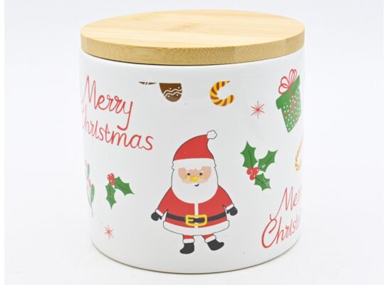 Pojemnik ceramiczny z dekorem Merry Christmas 400 ml 10 x 10 x 10 cm biały