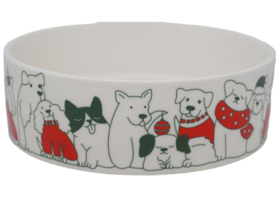 Miska porcelanowa dla psa świąteczna wzór II 15 x 15 x 5 cm