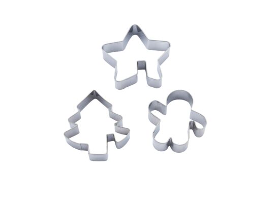 Wykrawacz nierdzewny do ciastek mix świąteczny 3 sztuki srebrny