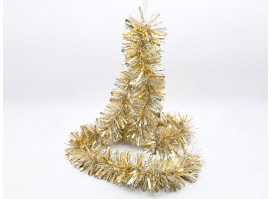 Łańcuch choinkowy grubo / cienko cięty 11 x 200 cm srebrno-złoty