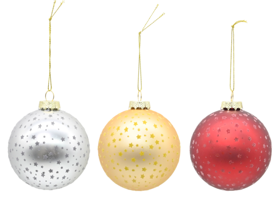Bombka szklana w gwiazdki 8 cm złoty / czerwony / srebrny