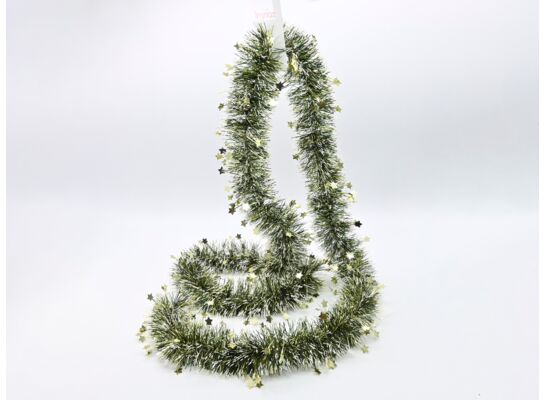 Łańcuch choinkowy z gwiazdkami 9 x 200 cm zielono-złoty