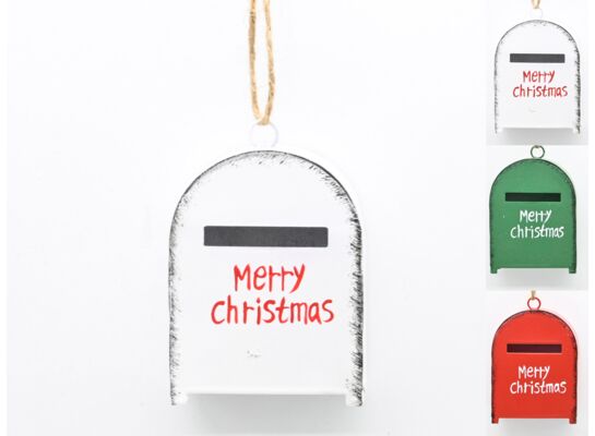 Zawieszka skrzynka metalowa 4,5 x 2,5 x 6 cm biały / zielony / czerwony