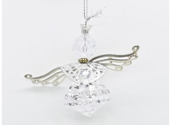 Zawieszka plastikowa anioł 8 cm srebrny