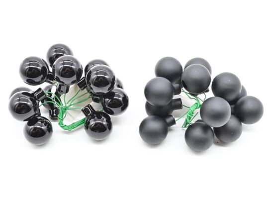 Wiązka bombek szklanych na druciku 2,5 cm 12 sztuk czarny