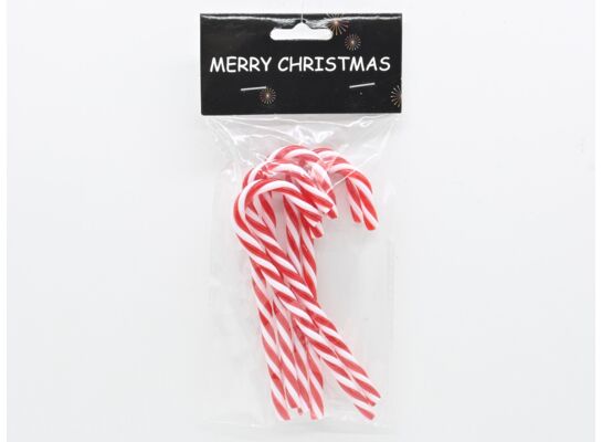 Laska cukrowa plastikowa 4 x 13 cm 6 sztuk biało-czerwony