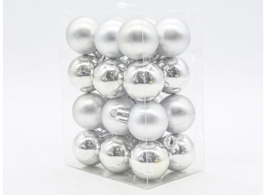 Bombka plastikowa 3 cm 24 sztuki srebrny