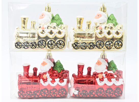 Zawieszka Mikołaj lokomotywa 8 x 10 cm 2 sztuki czerwony / złoty