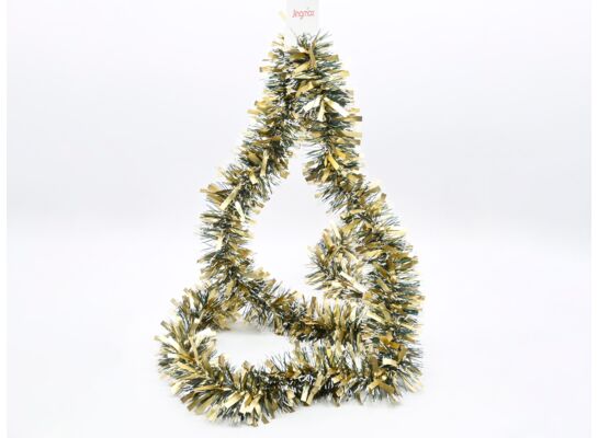 Łańcuch choinkowy grubo / cienko cięty 9 x 200 cm zielono-złoty