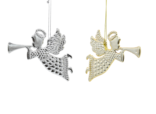 Zawieszka plastikowa anioł 10 cm srebrny / złoty