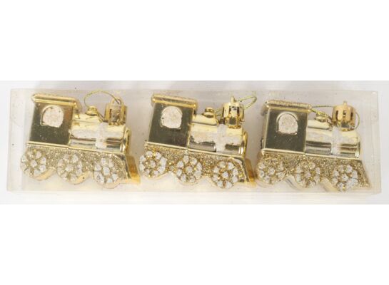 Bombka plastikowa lokomotywa 8,3 cm 3 sztuki złoty