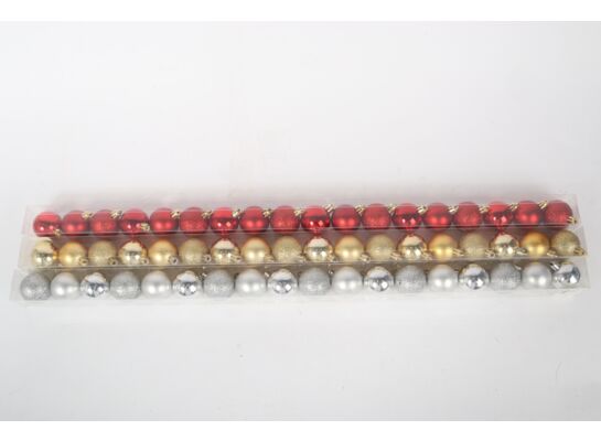 Bombka plastikowa 4 cm 18 sztuk czerwony / złoty / srebrny