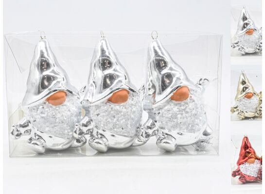 Zawieszka Mikołaj 10 cm 3 sztuki złoty / czerwony / srebrny