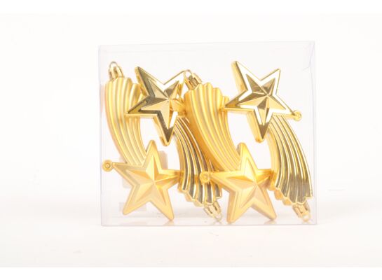 Bombka plastikowa gwiazda betlejemska 14,5 x 12,5 cm 4 sztuki złoty