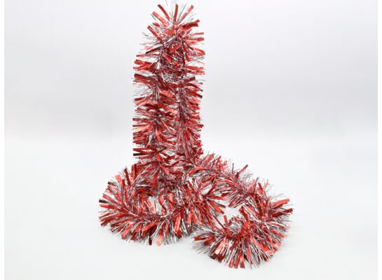Łańcuch choinkowy grubo / cienko cięty 11 x 200 cm srebrno-czerwony