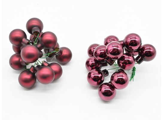 Wiązka bombek szklanych na druciku 2,5 cm 12 sztuk bordowy