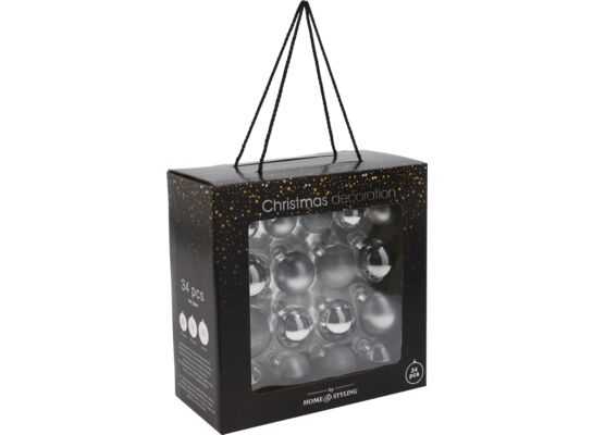 Bombka szklana 26,5 cm 34 sztuki srebrny