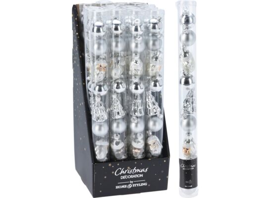 Bombka szklana 3 cm zestaw 9 sztuk srebrny