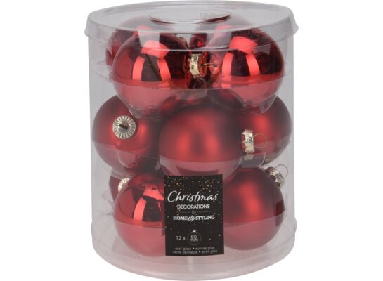 Bombka szklana 6 cm 12 sztuk czerwony