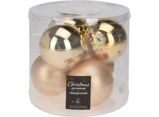 Bombka szklana 8 cm 6 sztuk złoty
