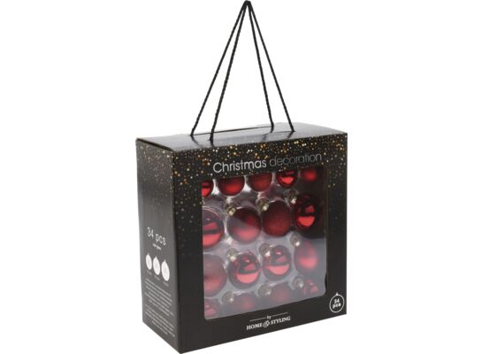 Zestaw kul świątecznych 34 szt. czerwone