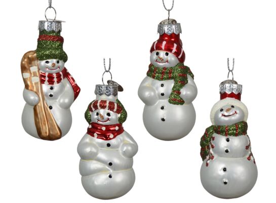 Bombka szklana bałwanek 4,5 x 3,5 x 7,5 cm mix kształtów