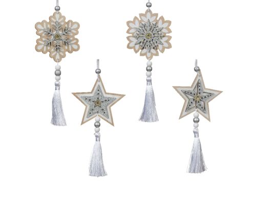 Zawieszka z frędzlami i koralikami 21 x 9 cm mix kształtów