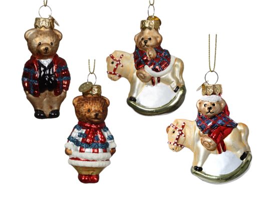 Bombka szklana miś 7,5 cm mix kształtów