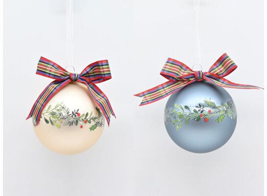 Bombka szklana z kokardką  8 cm