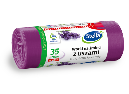 Worki na śmieci z uszami lawenda 35 l 24 sztuki