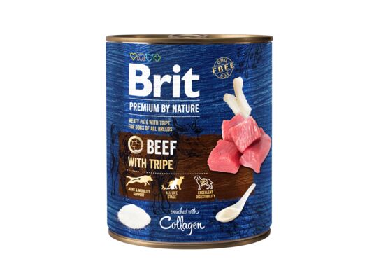 Karma mokra dla psa PREMIUM BY NATURE z wołowiną 800 g BEEF&TRIPES Brit