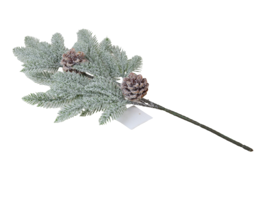 Gałązka dekoracyjna z szyszkami oszroniona 52 cm