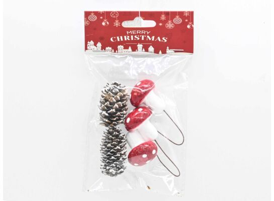 Grzybek / szyszka dekoracyjna 17 x 10 cm 5 sztuk