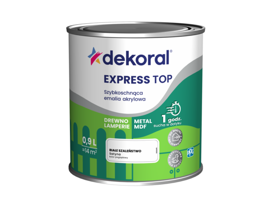 Szybkoschnąca emalia akrylowa EXPRESS TOP  Białe szaleństwo 0,9 l Dekoral