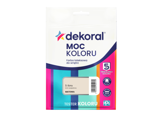 Farba lateksowa do wnętrz MOC KOLORU TESTER Ecru 0,04 l Dekoral