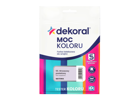 Farba lateksowa do wnętrz MOC KOLORU TESTER Wrzosowy pastelowy 0,04 l Dekoral