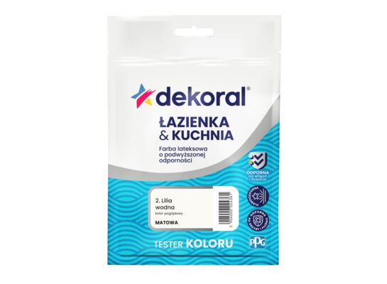 Farba lateksowa o podwyższonej odporności ŁAZIENKA & KUCHNIA TESTER Lilia wodna 0,03 l Dekoral