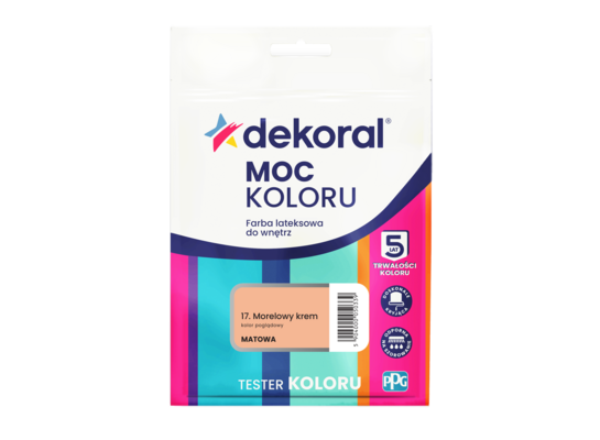 Farba lateksowa do wnętrz MOC KOLORU TESTER Morelowy krem 0,04 l Dekoral
