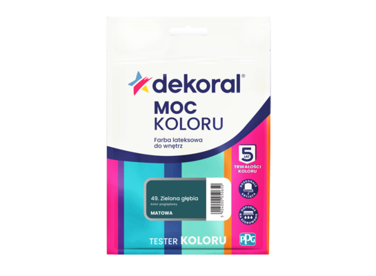 Farba lateksowa do wnętrz MOC KOLORU TESTER Zielona głębia 0,04 l Dekoral