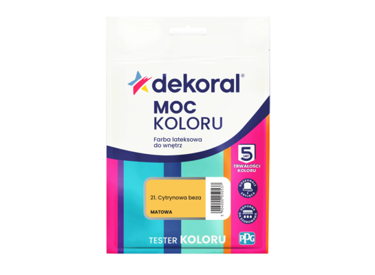 Farba lateksowa do wnętrz MOC KOLORU TESTER Cytrynowa beza 0,04 l Dekoral