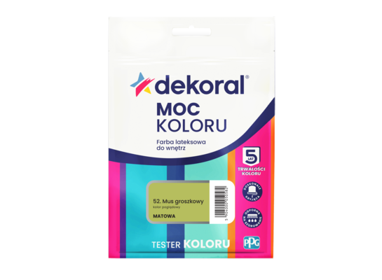 Farba lateksowa do wnętrz MOC KOLORU TESTER Mus groszkowy 0,04 l Dekoral