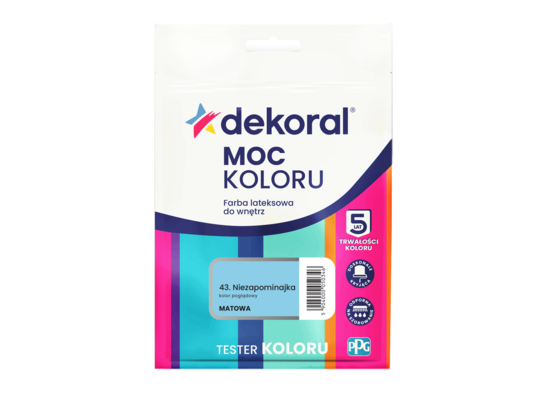 Farba lateksowa do wnętrz MOC KOLORU TESTER Niezapominajka 0,04 l Dekoral