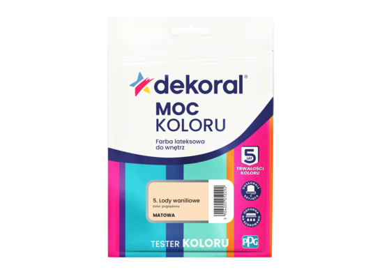 Farba lateksowa do wnętrz MOC KOLORU TESTER Lody waniliowe 0,04 l Dekoral
